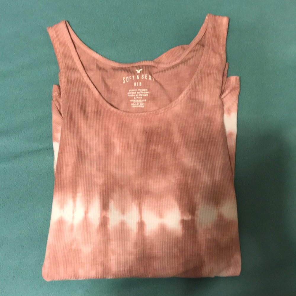 American Eagle Tie Dye Lace up tank top